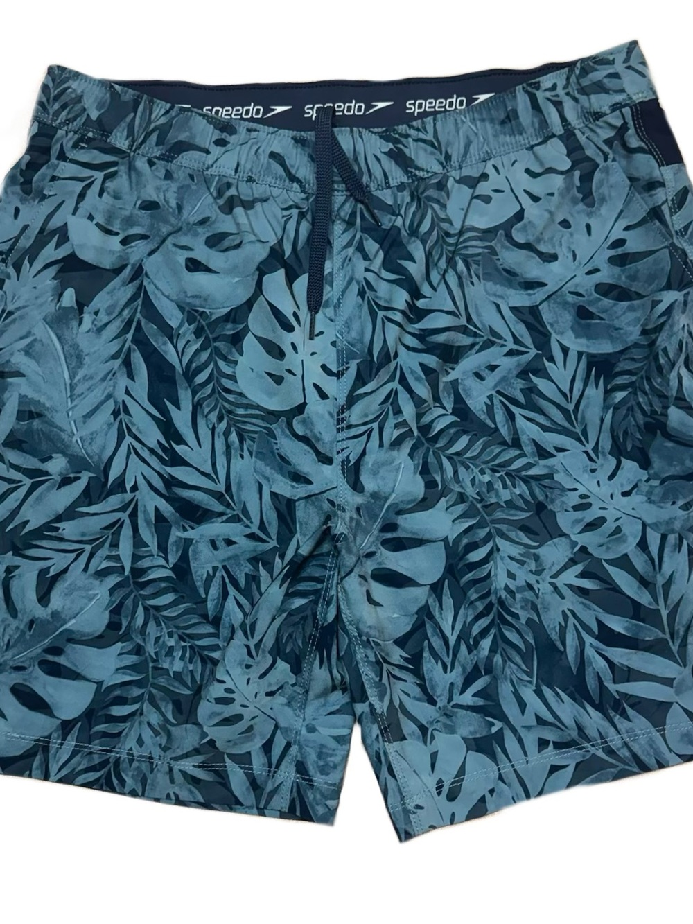 Speedo Tech Volley Men’s Swim Board Shorts Trunks grey Monstera Fern Leaf Trunks